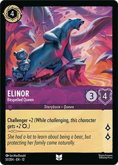 Elinor Bespelled Queen 51/204 Wilds Unknown Lorcana card