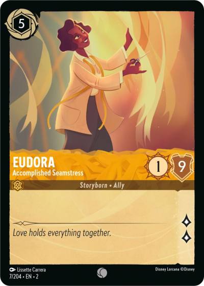 Eudora Accomplished Seamstress 7/204 Rise of the Floodborn Lorcana card