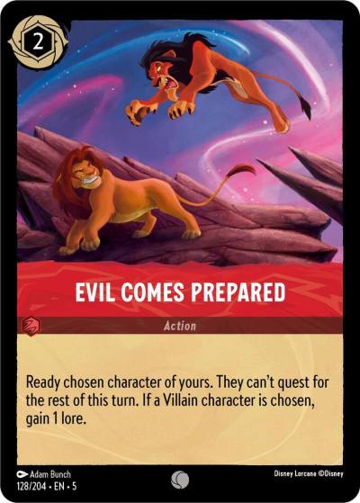 Evil Comes Prepared 128/204 Shimmering Skies Lorcana card