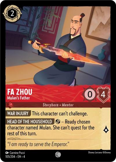 Fa Zhou Mulans Father 105/204 Ursula's Return Lorcana card