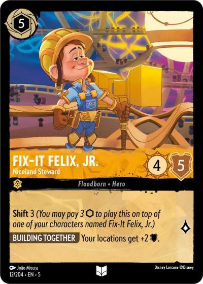 Fix It Felix Jr Niceland Steward 12/204 Shimmering Skies Lorcana card