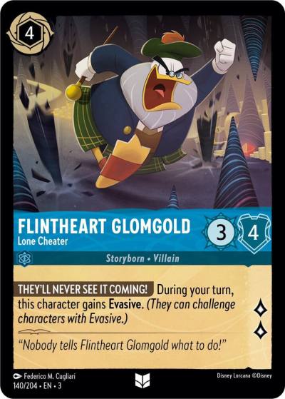 Flintheart Glomgold Lone Cheater 140/204 Into the Inklands Lorcana card