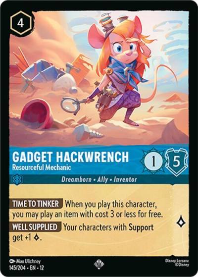 Gadget Hackwrench Resourceful Mechanic 145/204 Wilds Unknown Lorcana card