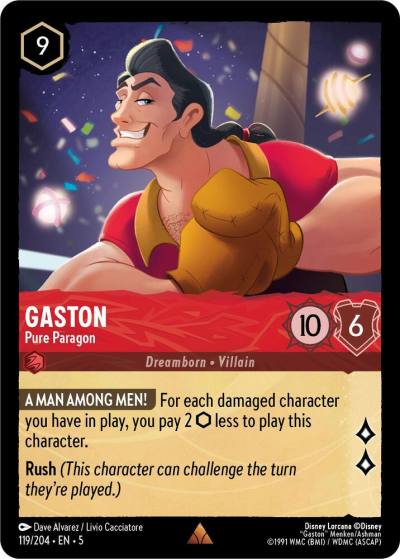 Gaston Pure Paragon 119/204 Shimmering Skies Lorcana card