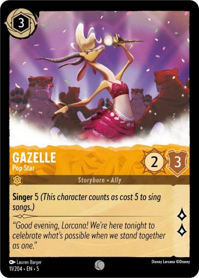 Gazelle Pop Star 11/204 Shimmering Skies Lorcana card