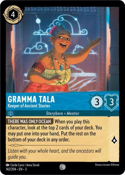 Gramma Tala Keeper of Ancient Stories 142/204 Into the Inklands Lorcana card