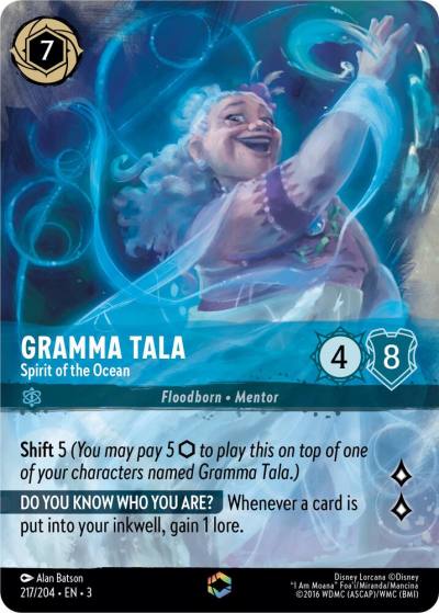 Gramma Tala Spirit of the Ocean Enchanted 217/204 Into the Inklands Lorcana card