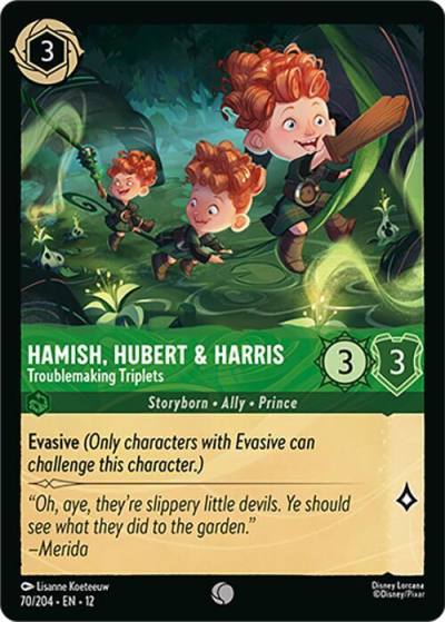 Hamish, Hubert & Harris Troublemaking Triplets 70/204 Wilds Unknown Lorcana card
