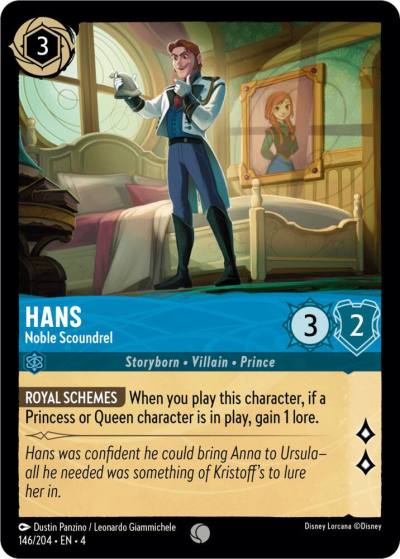 Hans Noble Scoundrel 146/204 Ursula's Return Lorcana card