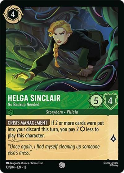 Helga Sinclair No Backup Needed 73/204 Wilds Unknown Lorcana card