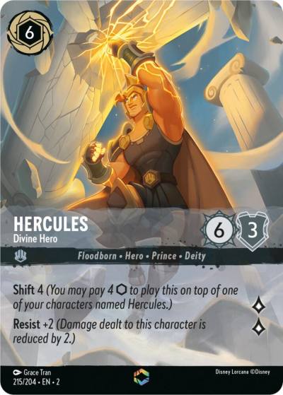 Hercules Divine Hero Enchanted 215/204 Rise of the Floodborn Lorcana card