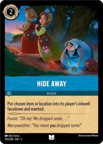 Hide Away 163/204 Shimmering Skies Lorcana card