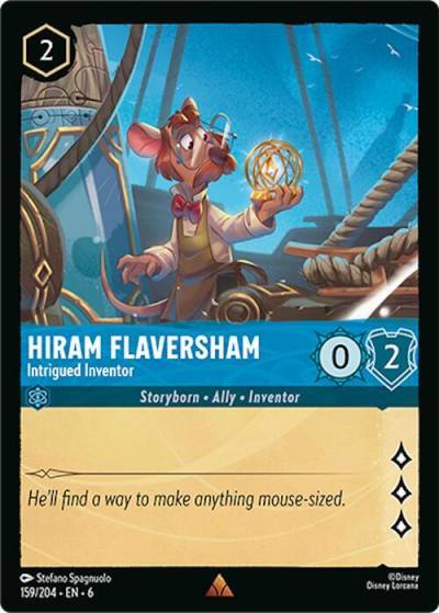 Hiram Flaversham Intrigued Inventor 159/204 Azurite Sea Lorcana card