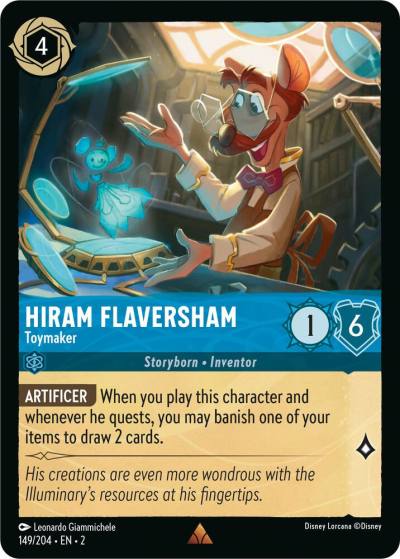 Hiram Flaversham Toymaker 149/204 Rise of the Floodborn Lorcana card