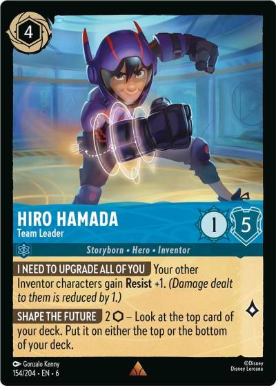Hiro Hamada Team Leader 154/204 Azurite Sea Lorcana card