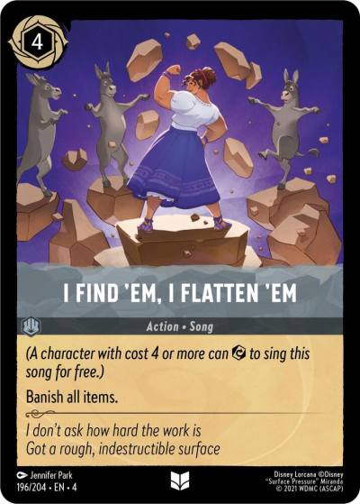 I Find Em I Flatten Em 196/204 Ursula's Return Lorcana card