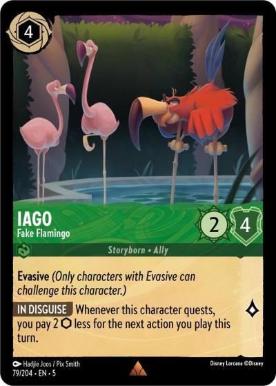 Iago Fake Flamingo 79/204 Shimmering Skies Lorcana card