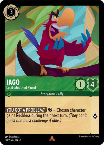 Iago Loud Mouthed Parrot 80/204 The First Chapter Lorcana card