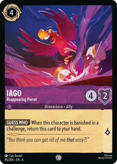 Iago Reappearing Parrot 45/204 Azurite Sea Lorcana card
