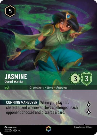Jasmine Desert Warrior Enchanted 212/204 Ursula's Return Lorcana card