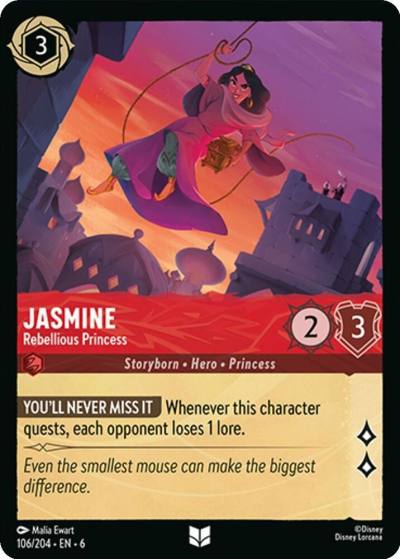 Jasmine Rebellious Princess 106/204 Azurite Sea Lorcana card