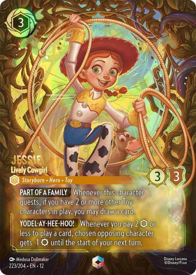 Jessie Lively Cowgirl (Enchanted) 223/204 Wilds Unknown Lorcana card