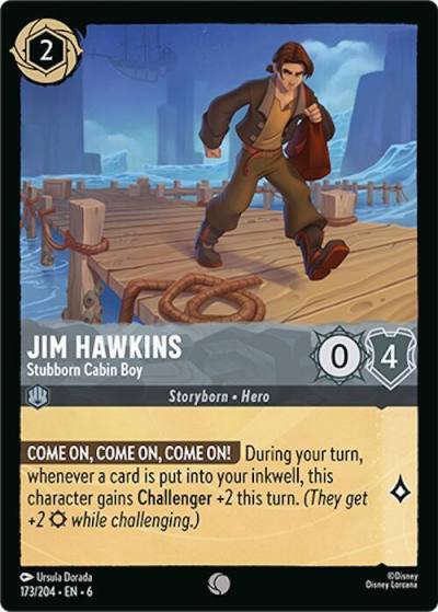 Jim Hawkins Stubborn Cabin Boy 173/204 Azurite Sea Lorcana card
