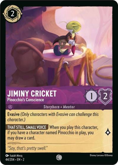 Jiminy Cricket Pinocchios Conscience 44/204 Rise of the Floodborn Lorcana card