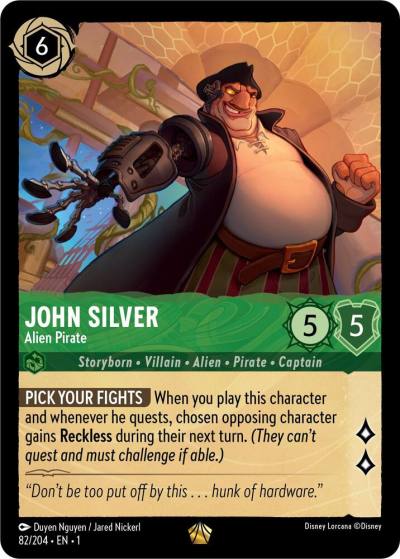 John Silver Alien Pirate 82/204 The First Chapter Lorcana card