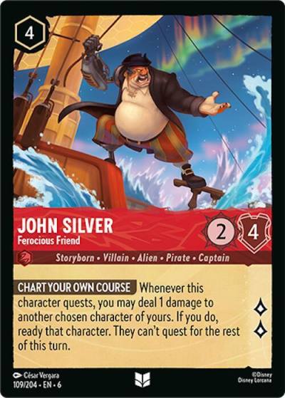 John Silver Ferocious Friend 109/204 Azurite Sea Lorcana card