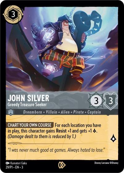 John Silver Greedy Treasure Seeker 29 Disney Lorcana Promo Cards Lorcana card