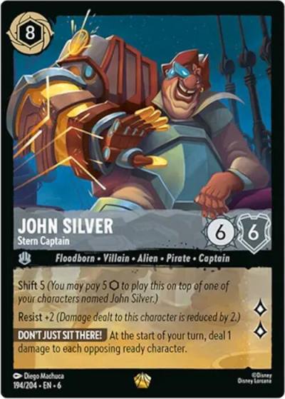 John Silver Stern Captain 194/204 Azurite Sea Lorcana card