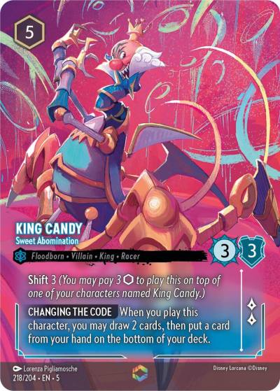 King Candy Sweet Abomination Enchanted 218/204 Shimmering Skies Lorcana card