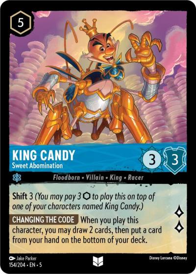 King Candy Sweet Abomination 154/204 Shimmering Skies Lorcana card