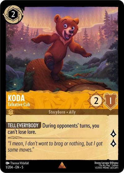 Koda Talkative Cub 1/204 Shimmering Skies Lorcana card
