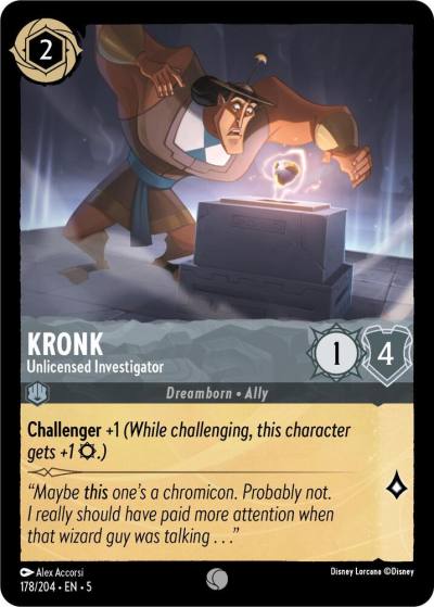 Kronk Unlicensed Investigator 178/204 Shimmering Skies Lorcana card