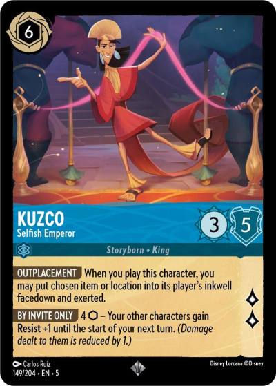 Kuzco Selfish Emperor 149/204 Shimmering Skies Lorcana card