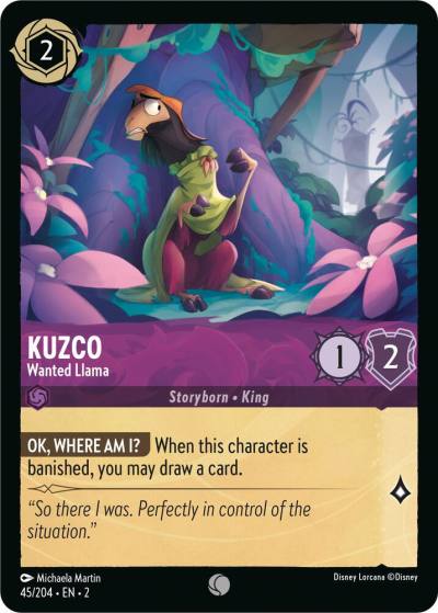 Kuzco Wanted Llama 45/204 Rise of the Floodborn Lorcana card