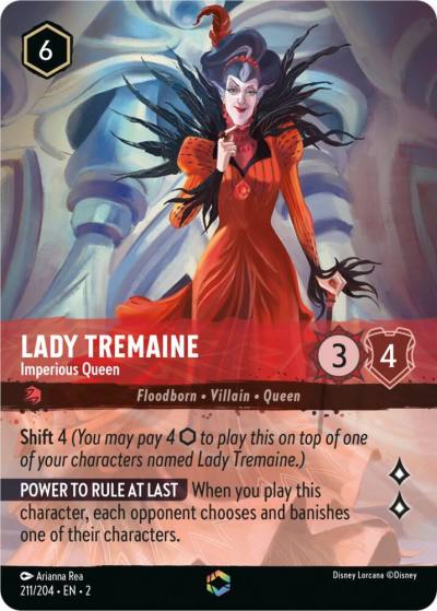 Lady Tremaine Imperious Queen Enchanted 211/204 Rise of the Floodborn Lorcana card