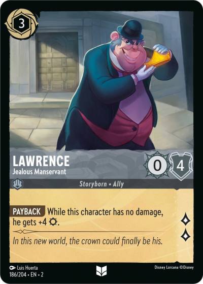 Lawrence Jealous Manservant 186/204 Rise of the Floodborn Lorcana card