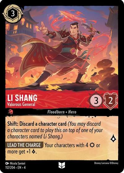 Li Shang Valorous General 112/204 Ursula's Return Lorcana card