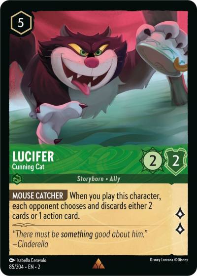 Lucifer Cunning Cat 85/204 Rise of the Floodborn Lorcana card