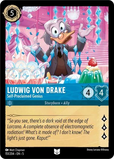 Ludwig Von Drake Self Proclaimed Genius 151/204 Shimmering Skies Lorcana card