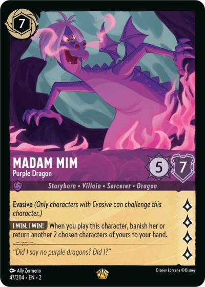 Madam Mim Purple Dragon 47/204 Rise of the Floodborn Lorcana card