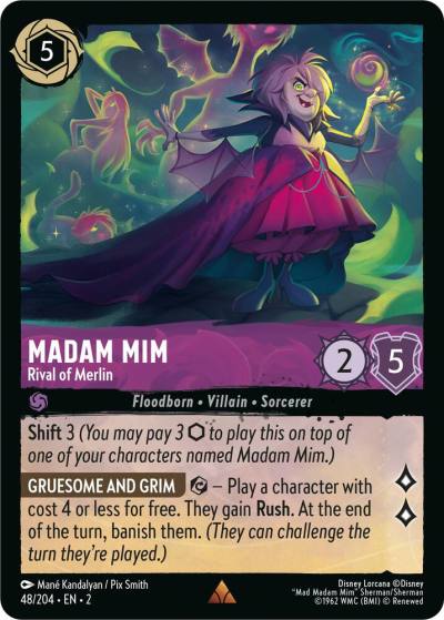 Madam Mim Rival of Merlin 48/204 Rise of the Floodborn Lorcana card