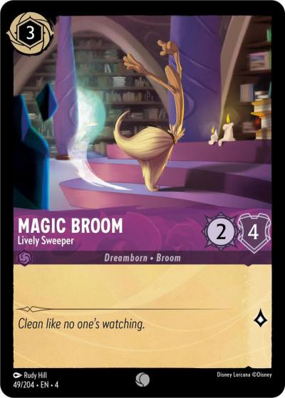 Magic Broom Lively Sweeper 49/204 Ursula's Return Lorcana card