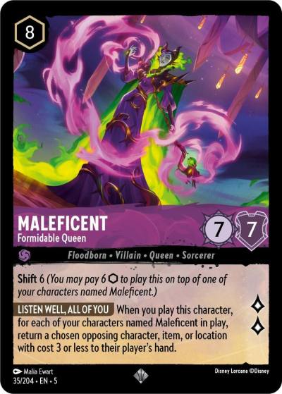 Maleficent Formidable Queen 35/204 Shimmering Skies Lorcana card