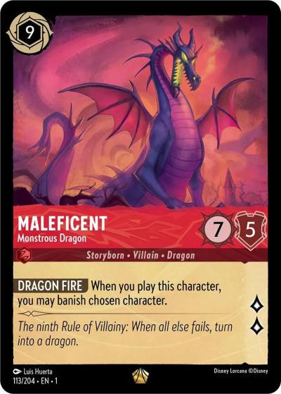 Maleficent Monstrous Dragon 113/204 The First Chapter Lorcana card