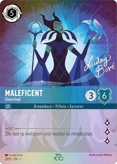 Maleficent Uninvited Alternate Art 22 Disney100 Promos Lorcana card