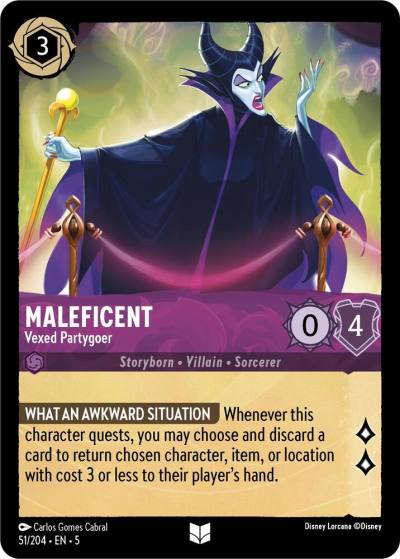 Maleficent Vexed Partygoer 51/204 Shimmering Skies Lorcana card